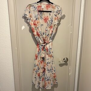 Enfocus Studio Floral Midi Dress - Cream and Red